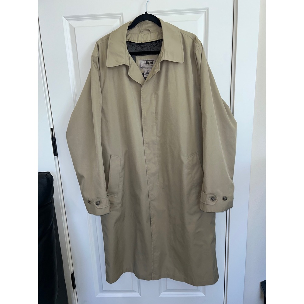 Vintage L.L. Bean Trench Coat Removable Wool Blend Lining Size Large Y2K